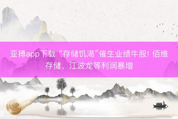 亚搏app下载 “存储饥渴”催生业绩牛股! 佰维存储、江波龙等利润暴增