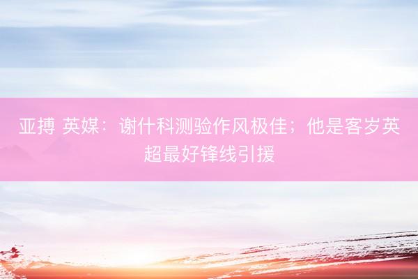 亚搏 英媒：谢什科测验作风极佳；他是客岁英超最好锋线引援